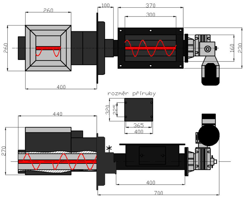 Rozměry univerzálního hořáku KOVARSON 60 kW