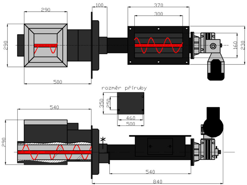 Rozměry univerzálního hořáku KOVARSON 90 kW